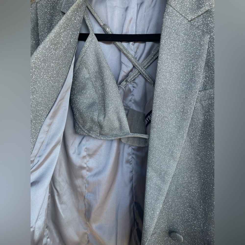 Babyboo Metallic Silver Double Breasted Blazer🖤 - Picture 7 of 14